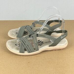 Skechers Reggae Slim Stretch Sandals Womens 8 Gray Taupe Comfort Casual
